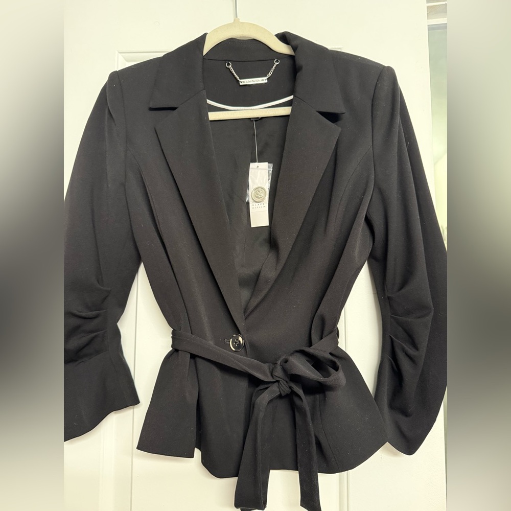 NWT White House Black Market Black Women's Belted Blazer size 6